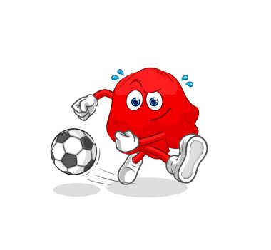 the red cloth kicking the ball cartoon. cartoon mascot vecto