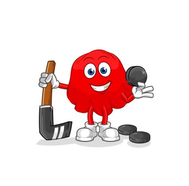 the red cloth playing hockey vector. cartoon characte