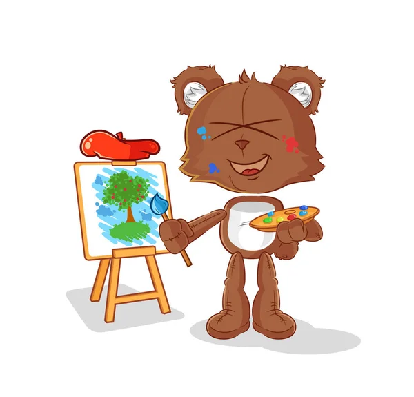 Bear Artist Mascot Cartoon Vecto — Wektor stockowy