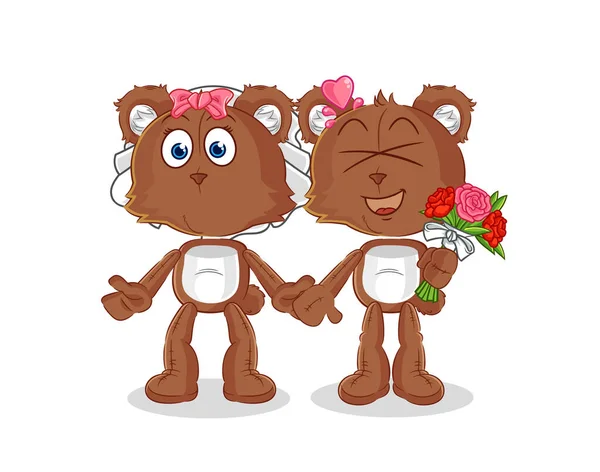 Bear Wedding Cartoon Cartoon Mascot Vecto — ストックベクタ