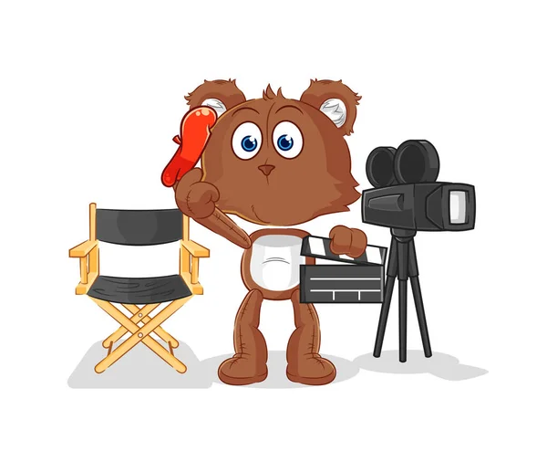 Bear Director Mascot Cartoon Vecto — Vetor de Stock