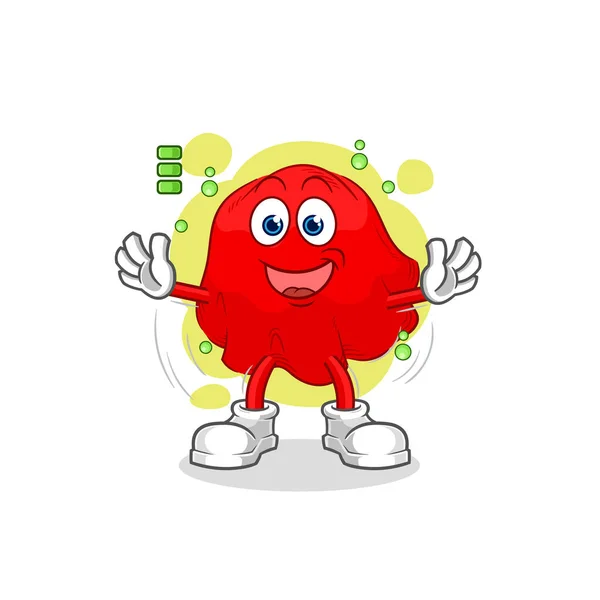 Red Cloth Full Battery Character Cartoon Mascot Vecto — Stockvector