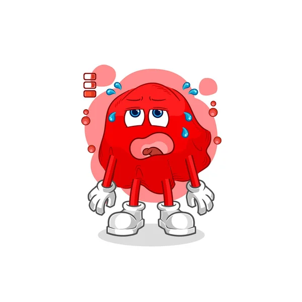 Red Cloth Low Battery Mascot Cartoon Vecto — Stockvektor