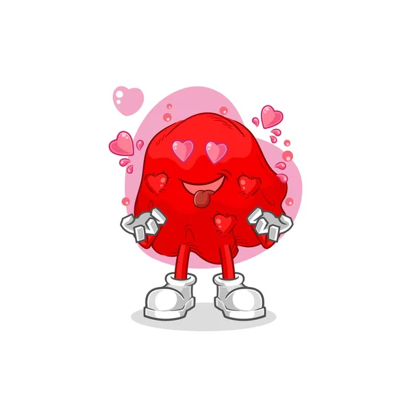 Red Cloth Fallin Love Vector Cartoon Characte — Vetor de Stock