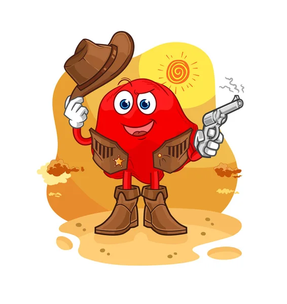 Red Cloth Cowboy Gun Character Vecto —  Vetores de Stock