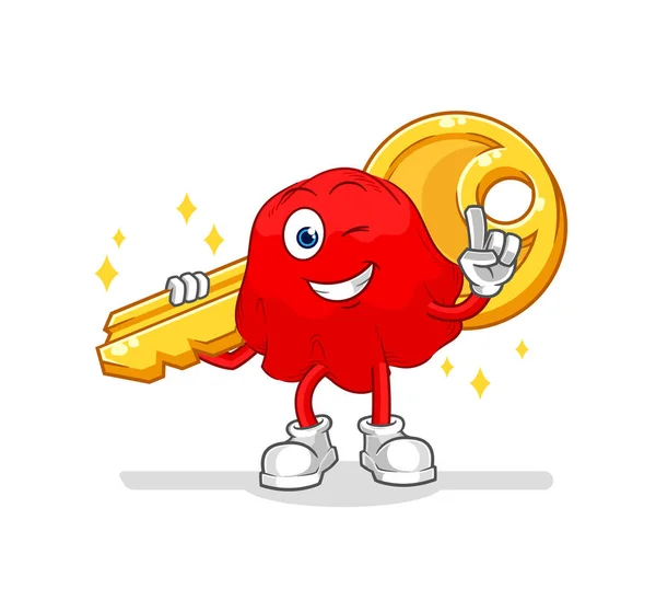 Red Cloth Carry Key Mascot Cartoon Vecto — Stok Vektör