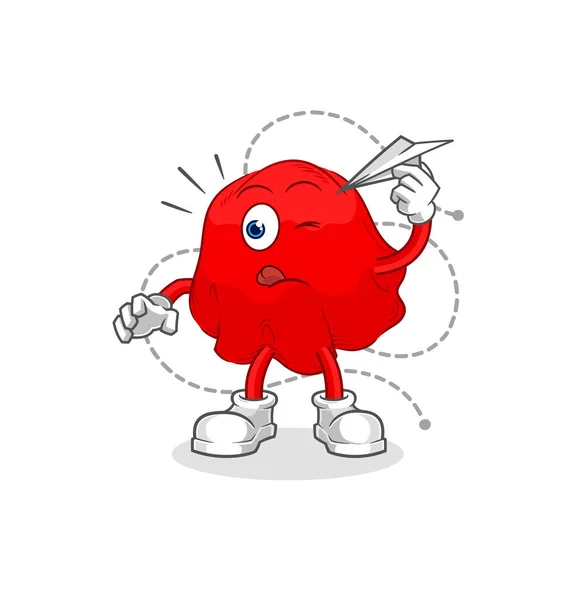 Red Cloth Paper Plane Character Cartoon Mascot Vecto — Stock vektor