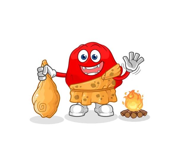 Red Cloth Ancient Cartoon Cartoon Mascot Vecto — Vettoriale Stock