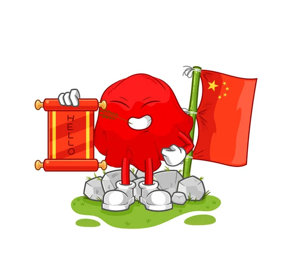 Red Cloth Chinese Cartoon Cartoon Mascot Vecto — Stock vektor