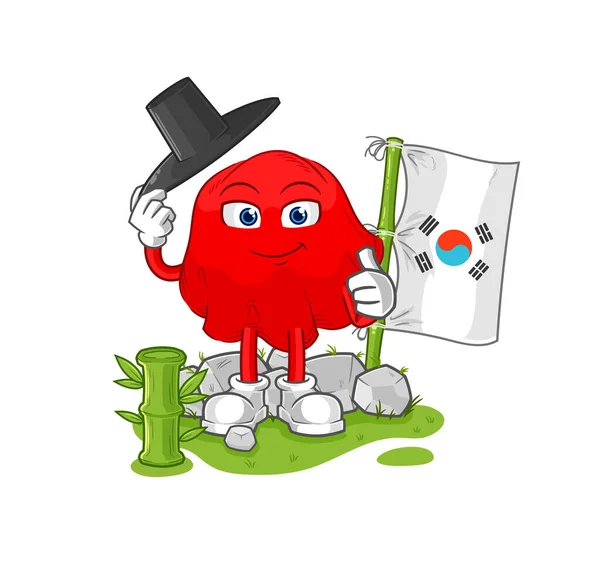 Red Cloth Korean Character Cartoon Mascot Vecto — Stock Vector