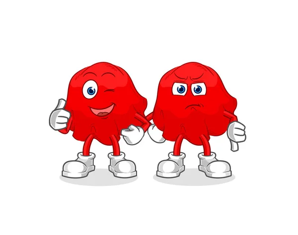 Red Cloth Thumbs Thumbs Cartoon Mascot Vecto — Stockový vektor