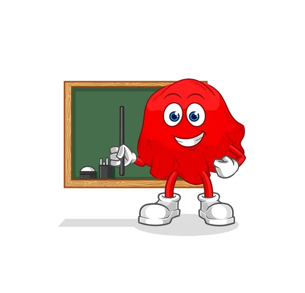 Red Cloth Teacher Vector Cartoon Characte — Stok Vektör
