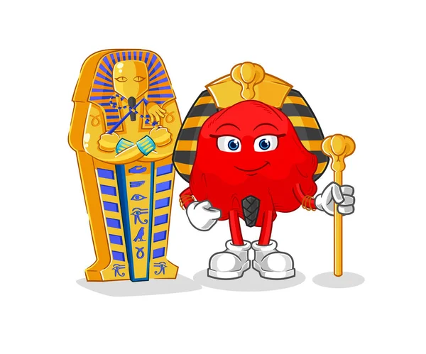 Red Cloth Ancient Egypt Cartoon Cartoon Mascot Vecto — Stock Vector