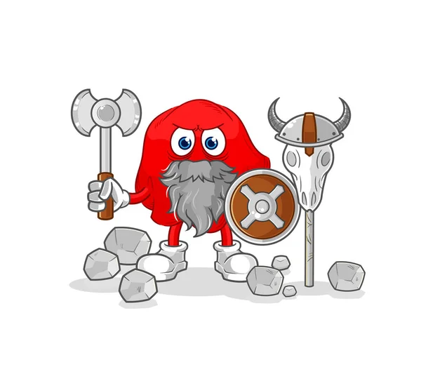 Red Cloth Viking Illustration Character Vecto —  Vetores de Stock