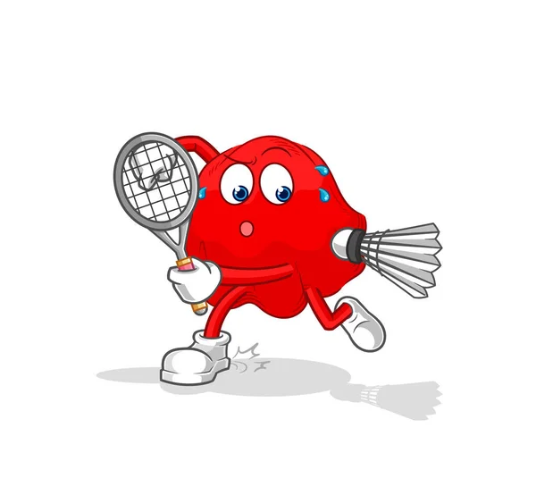 Red Cloth Playing Badminton Illustration Character Vecto — Vector de stock