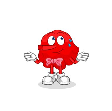 the red cloth lie like Pinocchio character. cartoon mascot vecto