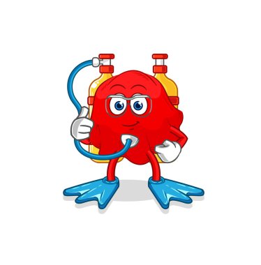 the red cloth diver cartoon. cartoon mascot vecto