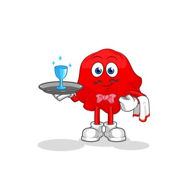 the red cloth waiter cartoon. cartoon mascot vecto