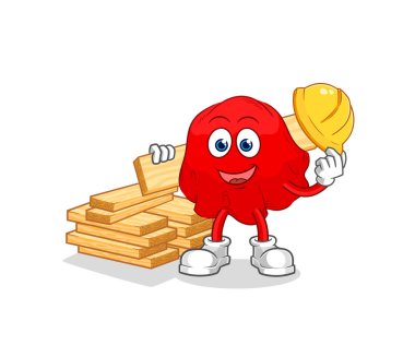 the red cloth builder vector. cartoon characte
