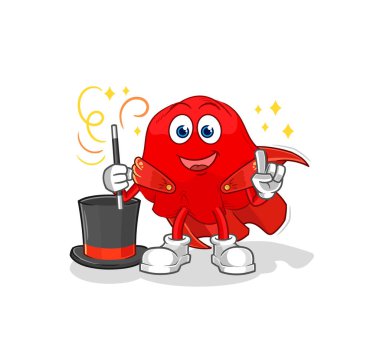 the red cloth magician illustration. character vecto