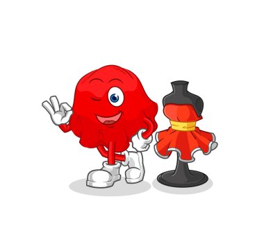 the red cloth fashion designer vector. cartoon characte