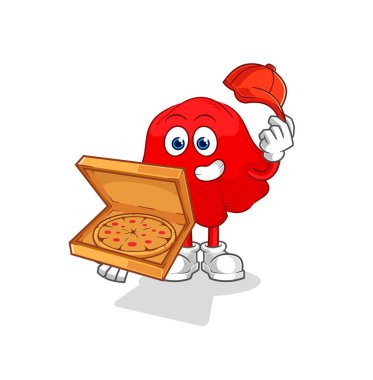 the red cloth pizza delivery boy vector. cartoon characte