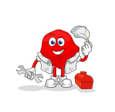 the red cloth mechanic cartoon. cartoon mascot vecto