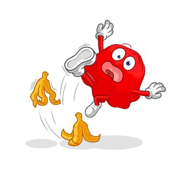 the red cloth slipped on banana. cartoon mascot vecto