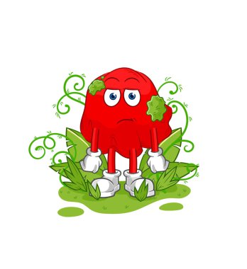 the red cloth waiting too long mascot. cartoon vecto