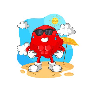 the red cloth sunbathing in summer. character vecto