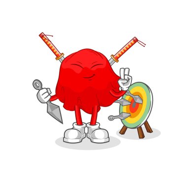 the red cloth ninja cartoon. character vecto