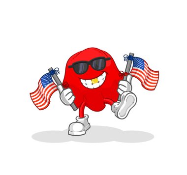 the red cloth american youth cartoon mascot vecto