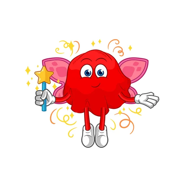 Red Cloth Fairy Wings Stick Cartoon Mascot Vecto — Image vectorielle