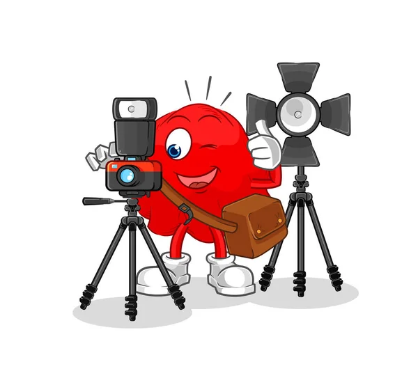 Red Cloth Photographer Character Cartoon Mascot Vecto — Stock vektor