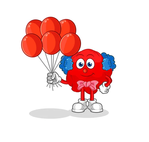 Red Cloth Clown Balloons Vector Cartoon Characte — Stock Vector