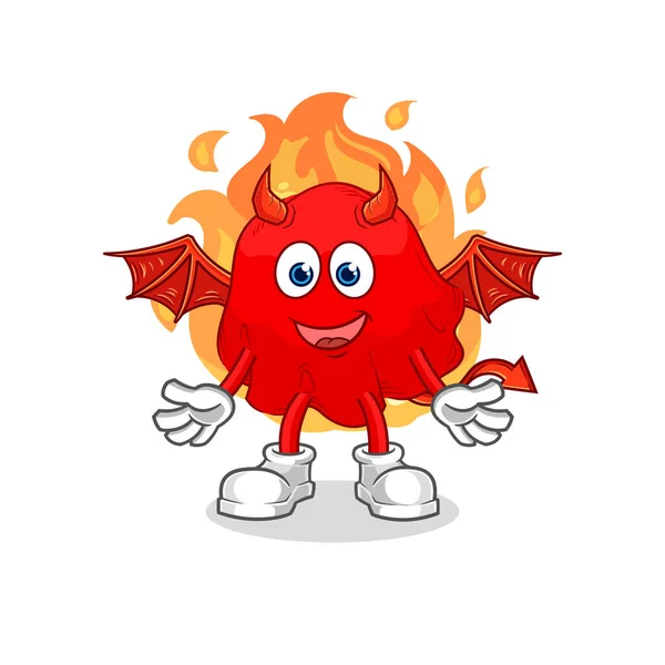 Red Cloth Demon Wings Character Cartoon Mascot Vecto — Stock Vector
