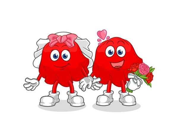 Red Cloth Wedding Cartoon Cartoon Mascot Vecto — ストックベクタ