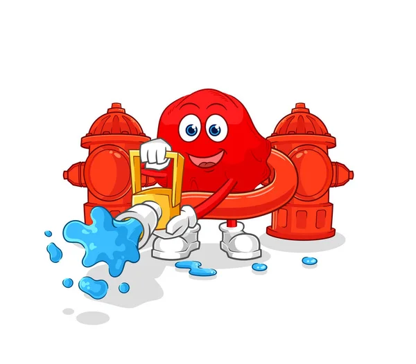 Red Cloth Firefighter Vector Cartoon Characte — Stockový vektor
