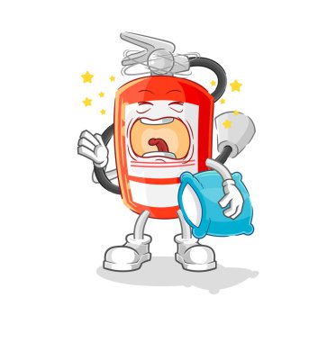 the extinguisher yawn character. cartoon mascot vecto
