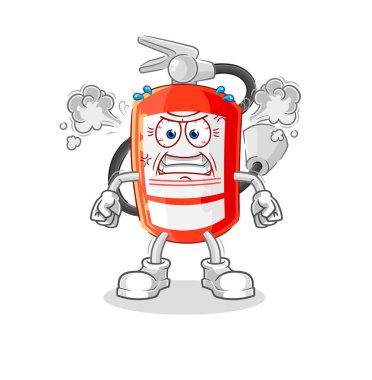 the extinguisher very angry mascot. cartoon vecto