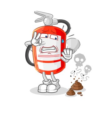 the extinguisher with stinky waste illustration. character vecto