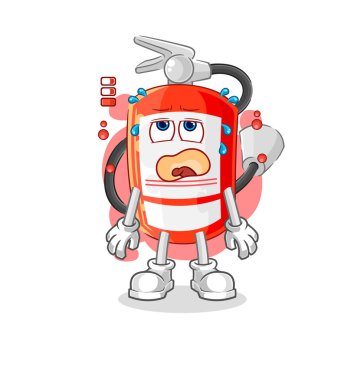 the extinguisher low battery mascot. cartoon vecto