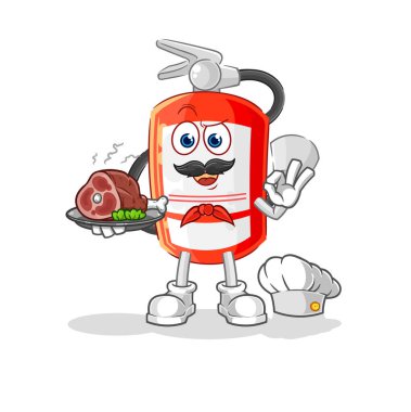 the extinguisher chef with meat mascot. cartoon vecto