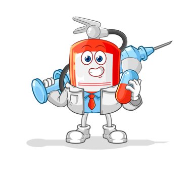 the extinguisher doctor holding medichine and injectio