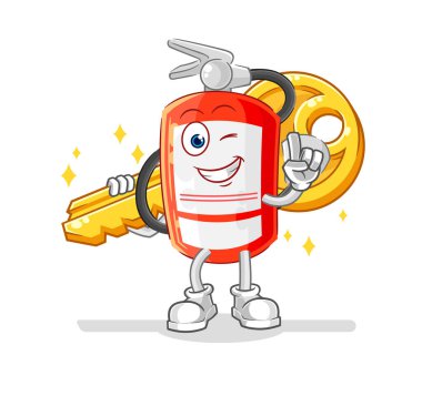 the extinguisher carry the key mascot. cartoon vecto