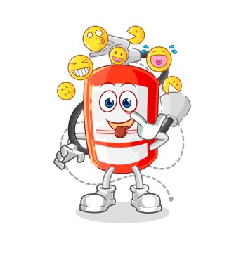 the extinguisher laugh and mock character. cartoon mascot vecto