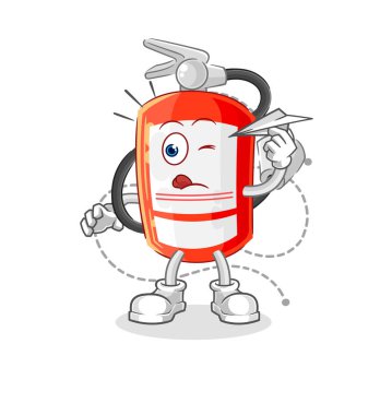 the extinguisher with paper plane character. cartoon mascot vecto