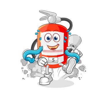 the extinguisher runner character. cartoon mascot vecto