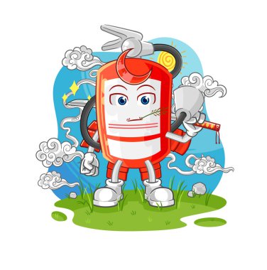 the extinguisher samurai cartoon. cartoon mascot vecto