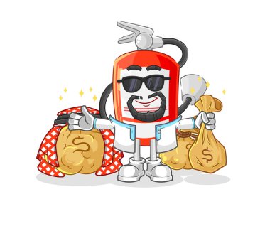 the extinguisher rich arabian mascot. cartoon vecto
